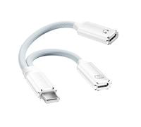 Splitter USB C 1 a 2, connettore USB C doppio con ricarica da 100 W, adattatore per cuffie, USB Y splitter con 16/Pro/Max, S24/S23, laptop (bianco)