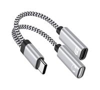 Splitter USB C, doppio cavo adattatore USB tipo C per cuffie e caricabatterie per iPhone 17 Pro Max 17 Air 17 16 Pro Max 16E 16 Plus 15, splitter USBC 1 in 2 Out jack audio di tipo C per Samsung