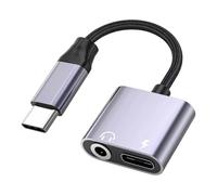 Splitter USB-C per audio e ricarica, adattatore di tipo C per vari telefoni, 60 W PD2.0 20 V3A ricarica rapida, audio senza perdite, lega di alluminio portatile, per ufficio, viaggi e fitness