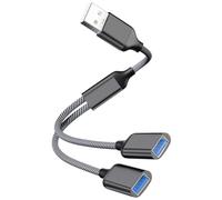 Splitter USB con 2 porte, 1 IN 2 OUT 3 m, cavo di prolunga USB 2.0 maschio a doppia femmina, doppio data+caricabatterie adattatore USB A per laptop/Mac/unità flash/desktop/tastiera/mouse