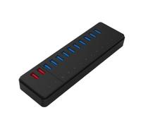 Splitter USB OTG a 7 porte e 10 porte, sottomarca QIC, HUB USB 3.0 industriale con adattatore di alimentazione da 12 V, caricatore di supporto compatibile con il computer(QIC 12 port US)