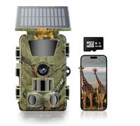 Splixora Fototrappola con Pannello Solare,4K 60MP Fototrappola Notturna con Visione Ir con 64GB SD,5200 Mah Batteria, IP66 Impermeabile per Monitoraggio Fauna