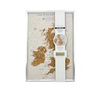 Splosh Bacheca da viaggio in sughero bianco con cornice argentata XL, con cornice in argento, con 100 puntine per segnare avventure passate e future, scrivania o parete, 45 x 31 cm