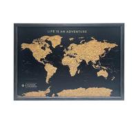 Splosh Mappa di viaggio incorniciata - Black Medium Wooden Pin Board con 100 spille. Mappa del mondo in legno, mappa del mondo in sughero, regalo di viaggio. Segna le tue avventure veloci e future!