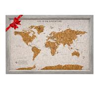 Splosh Mappa del mondo, bacheca con cornice in legno, con 100 spilli in 2 colori per segnare le tue avventure passate e future, mappe del mondo incorniciate da parete.