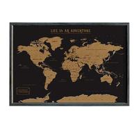 Splosh Travel Map - Bacheca XL da scrivania con mappa del mondo, cornice in legno, bacheca in sughero con 100 perni in 2 colori per segnare le tue avventure passate e future, mappe del mondo