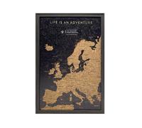 Splosh Travel Map - Black XL Desk Europe Map Pin Board, Wooden Frame Cork Board with 100 Pins in 3 Colours to Mark Your Past and Future Adventures 45 x 31 Framed EU Maps for Desks