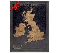 Splosh Travel Map - Small UK Map & Ireland Map Pin Board in Black, Wooden Frame. Travel Map Pin Board with 100 Pins in 2 Colours to Mark Your Past & Future Adventures, Map of UK & Map of Ireland.