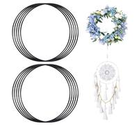 Sploziia 10 anelli in metallo da 20 cm, per fai da te, anelli in metallo, colore nero, possono essere combinati con pizzi, accessori, decorazioni da parete, per matrimoni e ghirlanda