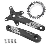 splumzer Mountain Bike 170mm Guarnitura Quadrata con 104 BCD 32/34/36/38T Corona in Lega di Alluminio MTB Guarnitura Stretta Larga CNC Rotonda Bulloni Corona (32T, Nero)