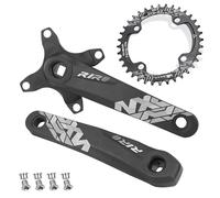 splumzer Mountain Bike 170mm Guarnitura Quadrata con 104 BCD 32/34/36/38T Corona in Lega di Alluminio MTB Guarnitura Stretta Larga CNC Rotonda Bulloni Corona (36T, Nero)