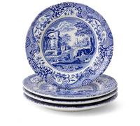 Spode Set di 4 piatti per insalata blu, 7,25", in terracotta fine, Made in England, lavabili in lavastoviglie (blu/bianco, 8")