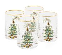 Spode Albero di Natale - Bicchieri da 14 once con bordi dorati (set di 4) (trasparente, 4 pezzi (confezione da 1))