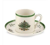 Spode Albero di Natale - Tazzina da caffè e piattino - 85 g, set da 4