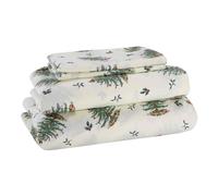 Spode Avanti Linens Lenzuola doppie, set da 3 pezzi con federa abbinata, accogliente decorazione natalizia albero di Natale, avorio, doppia