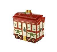 Spode Biscottiera per Albero di Natale con Coperchio da 8,5"" Piatto in Ceramica per Vagone del Treno delle Vacanze per Biscotti, Caramelle e Noci