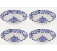 Spode Blue Italian Christmas Tree - Set di 4 ciotole per cereali, 20 cm, colore: Blu e Bianco