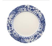 Spode BRO0100 Brocato - Set di 4 piatti piani, 27 cm, colore: Blu/Bianco