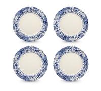 Spode BRO0100 Brocato - Set di 4 piatti piani, 27 cm, colore: Blu/Bianco