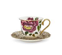 Spode Creatures of Curiosity - Tazza da tè e piattino, motivo leopardato bianco