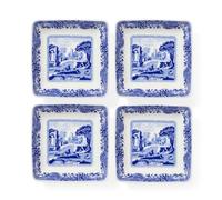 Spode Piatti quadrati italiani blu | Set di 4 piccoli piatti da portata per salse, salse e condimenti | Ciotole da 7,6 cm in porcellana fine | Adatto al microonde e alla lavastoviglie, 1808386