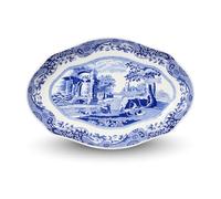 Spode Piatto per sottaceti italiano blu, piccolo piatto da portata da 21 cm per dolcetti dolci e salati, realizzato in porcellana fine, adatto al microonde e alla lavastoviglie