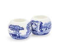 Spode Portacandele italiano blu | Set di 2 portacandele rotondi | Realizzato in porcellana fine | Portacandele da 10 cm per decorazioni per la casa e regalo di inaugurazione della casa | Lavabile in