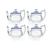 Spode Set di 4 portatovaglioli a forma di teiera italiana, in ceramica, 6,3 cm, blu e bianco, portatovaglioli per intrattenimento, decorazioni da tavola o regalo