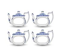 Spode Set di 4 portatovaglioli a forma di teiera italiana, in ceramica, 6,3 cm, blu e bianco, portatovaglioli per intrattenimento, decorazioni da tavola o regalo