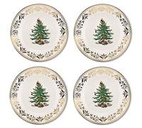 Spode Set di 4 piatti per insalata dorati, albero di Natale