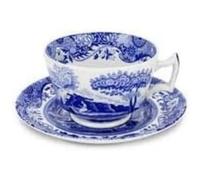 Spode - Tazza da Colazione con piattino, Colore: Blu