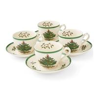 Spode Tazza da tè e piattino con albero di Natale, set di 4 (multicolore)