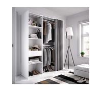 SPOGLIATOIO con Tenda E CASSETTO ISTAR - Bianco Guardaroba Aperto con cassetto e Tenda Moderna. 2 aste Appendiabiti. 4 scaffali. Armadio Aperto con Tenda.