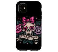 Spoiled and Toxic Cute Skull Bow Roses Retro Edgy Estetica Custodia per iPhone 11