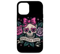 Spoiled and Toxic Cute Skull Bow Roses Retro Edgy Estetica Custodia per iPhone 12/12 Pro