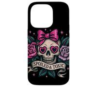 Spoiled and Toxic Cute Skull Bow Roses Retro Edgy Estetica Custodia per iPhone 14 Pro
