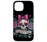 Spoiled and Toxic Cute Skull Bow Roses Retro Edgy Estetica Custodia per iPhone 15