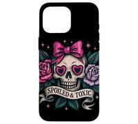 Spoiled and Toxic Cute Skull Bow Roses Retro Edgy Estetica Custodia per iPhone 16 Pro Max
