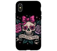 Spoiled and Toxic Cute Skull Bow Roses Retro Edgy Estetica Custodia per iPhone X/XS