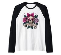 Spoiled And Toxic Cute Skull Bow Roses Retro Edgy Estetica Maglia con Maniche Raglan