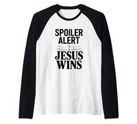Spoiler Alert Gesù Vince la Fede Christian Inspirational Maglia con Maniche Raglan