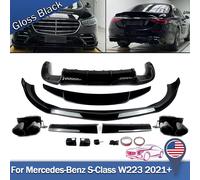Spoiler diffusore posteriore labbro anteriore stile Bs per kit carrozzeria Benz Classe S W223 2021-23 nero lucido