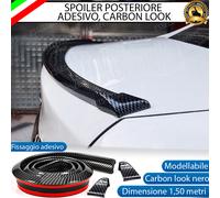 SPOILER POSTERIORE ADESIVO CARBON LOOK CARBONIO NERO ALETTONE TETTO TUNING