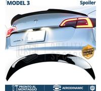 SPOILER Posteriore per TESLA MODEL 3 Alettone Cofano NERO Lucido Tuning in ABS