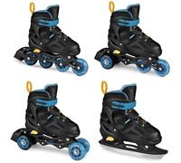 SPOKEY QUATTRO Set 4 in 1 pattini in linea/pattini a rotella/triskates/pattini regolabili | per bambini e ragazzi | pattini in linea convertibili in pattini a rotelle | Taglie: 30-33, 34-37, 38-41