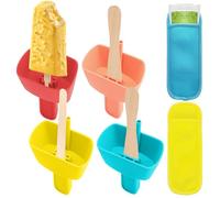 SPOKKI 4 pezzi ghiaccio antigoccia sul supporto manico per bambini Plus 2 custodie per gelato, pratico supporto in silicone riutilizzabile ideale per casa, viaggio e picnic