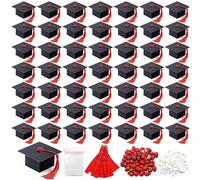 SPOKKI 50 Pezzi Scatole Bomboniera Laurea, Scatole Laurea Tocco Fai da Te, Scatoline Portaconfetti Laurea di Cappello Laurea con Frangia, Gadget Laurea per Decorazioni Laurea