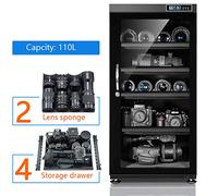 Spolehli - Deumidificatore elettronico a secco con controllo digitale da 110 l, silenzioso e a risparmio energetico, per obiettivo della fotocamera, apparecchiature elettroniche, gioielli (quattro cassetti + due spugne per lenti)