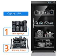 Spolehli - Deumidificatore elettronico a secco con controllo digitale da 110 l, silenzioso e a risparmio energetico, per obiettivo della fotocamera, apparecchiature elettroniche, gioielli (tre cassetti + una spugna per lenti)