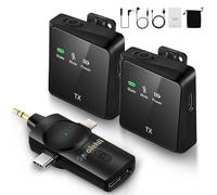 Spolehli Microfono lavalier wireless con interfaccia 3 in 1 compatibile con iPhone/Type-C/fotocamera/laptop, microfono wireless 2.4G con distanza di ricezione ultra lunga 120 m per registrazione